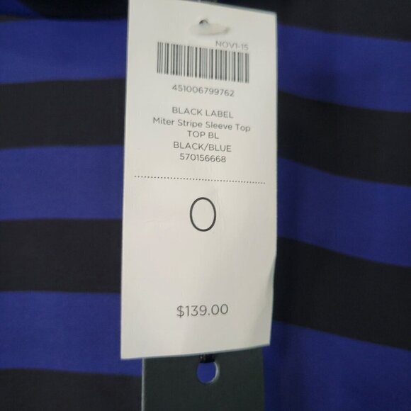 NWT Chico's Black Label Miter Stripe Top Blouse Black & Royal Blue Size S (0) - Picture 4 of 13